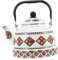 Holibanna Olla De Agua Esmaltada Porcelana Hervidor De Agua Tetera Esmaltada Antigua Té Hervidores De Gas Caldera Hervidor De Diseño Clásico Floral Quemador Tetera Vintage Esmalte Beige