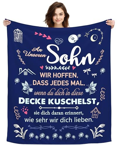 ACAROMAY Original Geschenk An Unseren Sohn Kuscheldecke Dekoratives Decke Geschenkidee für Sohn Geburtstag Hochzeit Weihnachten von Mama und Papa Tragbare Decken 150x130cm (An Unseren Sohn-A)