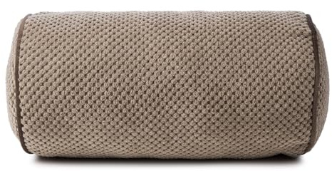 Gözze - Kissenrolle Sven, Nackenrolle in genoppter Optik mit Keder, Dekorative Rolle mit Reißverschluss, 40 x 20 cm - Taupe