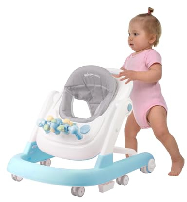 Lauflernhilfe Babywalker 2-in-1, Schaukelfunktion, Babywippe mit Rollen, Musik, Spielplatz, Esstisch, Lauflernhilfe, zusammenklappbar, Blau