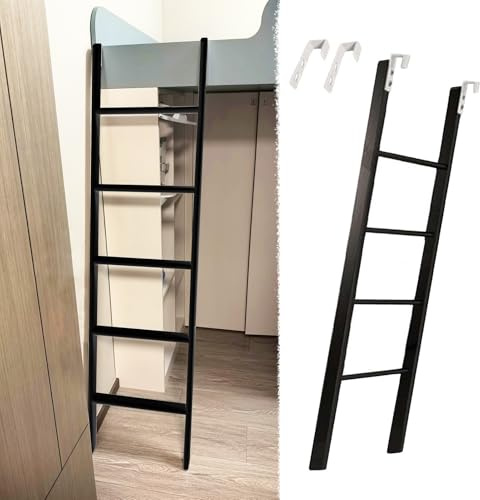 Hochbett Leiter Schwarze, Austauschbare Leiter für Doppelstockbetten, Wohnmobil-Etagenbettleitern mit Haken, Aufstiegsleiter für Oberes Bett, 120 135 140 145 150 160 165 170 180 Cm Kurze Leiter(116cm/