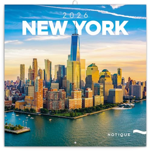 NOTIQUE Wandkalender 2026 New York Kalender, Broschürenkalender mit Monatskalendarium, Broschurkalender Kalender 30 x 30 cm (30x60 Geöffnet)