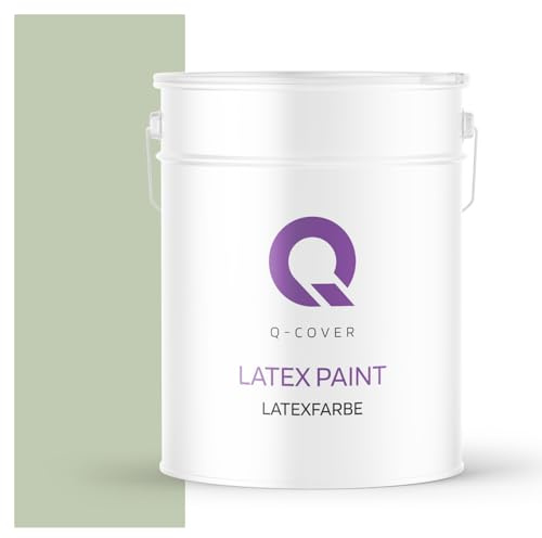 Q-COVER Latexfarbe 10L Olivgrün – Matte Innenfarbe für Wand & Decke, Klasse 3, Hohe Deckkraft, Scheuerfest