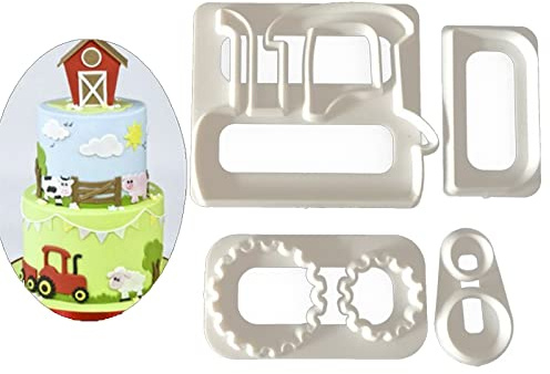Lot de 4 emporte-pièces en forme de tracteur pour décoration de gâteau pour enfants, moule à savon, outil de cuisson pour la cuisine