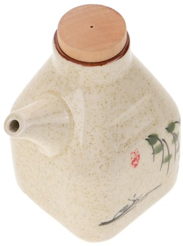 IMIKEYA Dispenser di aceto in ceramica stile cinese bottiglia di olio per cucina contenitore per salsa e condimenti colore Yangliu dimensioni standard adatto per uso ristoranti