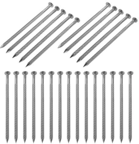 MUCKLILY 25pcs Stainless Steel Floor Nails 125mm Spiral Ground Stakes for Turf Landscape Securing, Metal Screw Nails for Garden Lawn Artificial Turf Protection