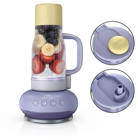 Ninja BlendBoss Blender avec mug portatif, blender personnel DB351EUPR | mug de voyage amovible, 3 modes de préréglages automatiques, Lavande et limonade