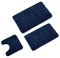 WohnDirect Badematten Set 3tlg - 3X Badvorleger (45x45 + 50x80 + 60x100cm) - Badteppich rutschfest & Waschbar - MIT WC Ausschnitt - Dunkelblau