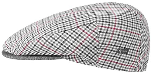Lipodo Inglese Bic Flatcap - Flat Cap Herren - Herrencap Made in Italy - Schiebermütze mit Innenfutter - Schirmmütze Frühjahr/Sommer - Sommercap grau-schwarz 60 cm