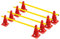 RHINOS sports Steckhürdenset 4er | 8 rote Kegel: 22,5cm | 4 gelbe Stangen: 1m
