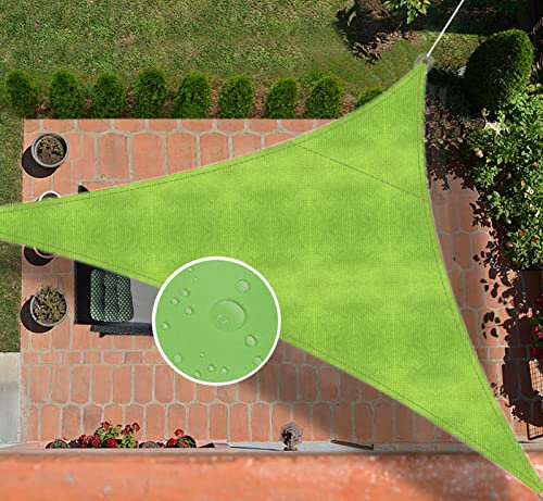 Ommda Sonnensegel Dreieckig Oxfordgewebe 95% Sonnencreme Sonnenschutz Garten Balkon und Terrasse Wasserdicht UV Schutz Grün 4x4x4m