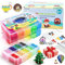 Inscraft Bügelperlen Set, 21000 teilige große Bügelperlen 5mm, 22 Farben Bügelperlen xl, Bügelperlen groß mit 8 Bügelpapier, 48 Bügelperlen Vorlagen & 4 Bügelperlen Platten, Steckperlen ab 3 jahre