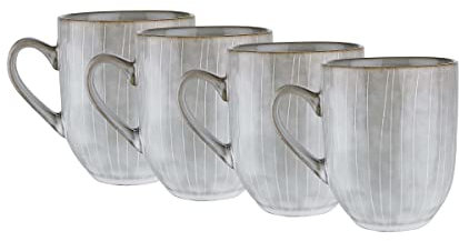 BUTLERS 4er Set Tassen 400ml Keramik Geschirr -HENLEY- dickwandiges Tassen Set Kaffetassen Teetassen | Skandinavisches Landhaus Stil Deko | Mikrowelle und Spülmaschinegeeignet