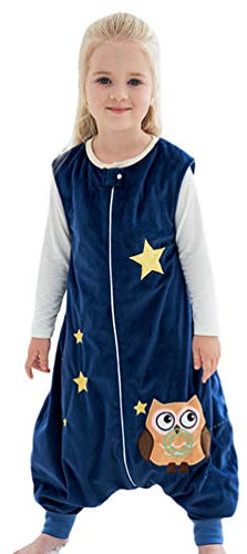 ZKOOO Kinderschlafsack mit Beinen Warm Weich Schlafanzug Mädchen Junge Winterschlafsack Jumpsuit ohne Ärmel Schlafsack mit Füßen Flanell Pyjamas Unisex