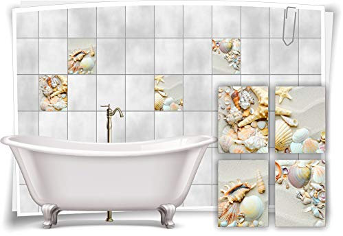 Medianlux Fliesen-Aufkleber SPA Wellness Sand Muscheln Strand Seestern Bad WC Deko Digitaldruck Sticker, 20x25cm fp5p296h-98880