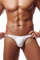 Newsywell Hommes String en Soie Glacée Bulge Mode Micro Tanga Thong Bikinis Slip Taille Basse sous-vêtements Blanc X-Large