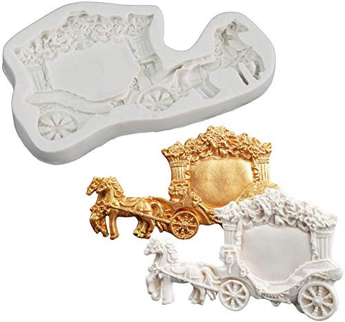 DUBENS Pferd Wagen Pferdekutsche Silikon Fondant Form romantische Sugarcraft Hochzeitstorte Dekorieren Gum Paste Werkzeuge Candy Schokolade Polymer Clay Form