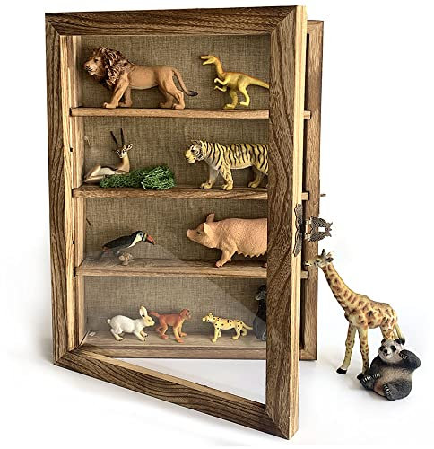 WANLIAN Große Schattenbox mit Regalen, 28,9 x 40,6 cm, Holz-Schattenbox mit Acrylfenster, 3 herausnehmbare Regale und Rückseite aus Leinen, für die Präsentation von Foto-Souvenir-Kollektion