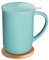 CEEFU Tasse à thé en porcelaine avec infuseur et couvercle, avec filtre et dessous de verre, tasse à thé en vrac, 473 ml, pour thé, café, lait, femme, bureau, maison, cadeau (Turquoise)