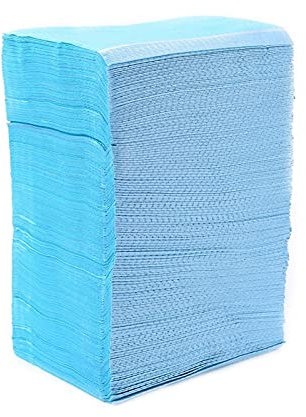 PJRYC 125 Stück Zahn-Lätzchen, 33 x 45,7 cm, 3-lagig, Einweg-Lätzchen, wasserdicht, für Patienten, wasserdicht, Tattoo-Lätzchen, Zahnbauch(Blau)