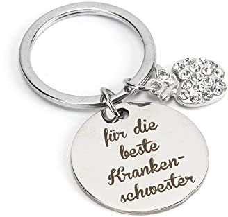 Hightopup Krankenschwester Schlüsselanhänger Edelstahl mit Gravur Apfelanhänger Arzt Medizinstudent Geschenk für Geburtstagen Weihnachte Abschluss Inspirierendes Geschenk