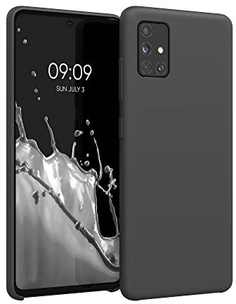 kwmobile Hülle kompatibel mit Samsung Galaxy A51 Hülle - Silikon Handy Case - Handyhülle weiche Oberfläche - kabelloses Laden - Schwarz matt