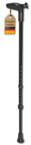 FabaCare Gehstock Anatom anatomisch, Gehstütze mit anatomischem Griff, höhenverstellbar, extra leicht, bis 125 kg, Schwarz, rechte Hand