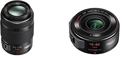 Panasonic H-PS45175E LUMIX G X Vario Tele Powerzoom 45-175mm F4.0-5.6 ASPH Objektiv (90-350 mm KB) schwarz & H-PS14042E LUMIX G X Vario Powerzoom 14-42mm F3.5-5.6 ASPH. Objektiv (28-44 mm KB) schwarz