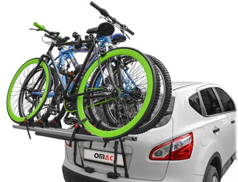 Porte-vélos Menabo Stand Up 3 sur Hayon de Voiture pour Mercedes Classe GL X164 2006 à 2012, Support de vélos sur Coffre Rabattable, Convient pour 3 vélos, Capacité de Charge 45 kg