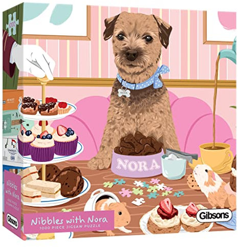 Nibbles with Nora 1000 Teile Puzzle | Hund Puzzle | Nachhaltiges Puzzle für Erwachsene | Premium 100% Recycelter Karton | Gibsons Games