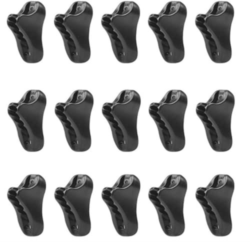 16 Pcs Mini Plastic Rope Tensioner Cord Adjuster Wind Rope Buckle Anti-slip Adjustable Tool for Camping Hiking Outdoor Activit, 3.2x1.8x0.9, Black, 7.5×6×0.8 (122)