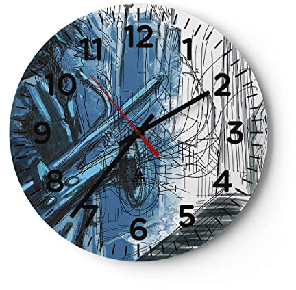 Modern Wanduhr Saxophon Musiker Zeichnen 30x30cm Rund Klein Wand Uhr Glas Analog Zimmeruhren Küche Büro Wohnzimmer Glasuhr Wall Clock Dekoration Design Wanddekoration Küchenuhr C4AR30x30-4148
