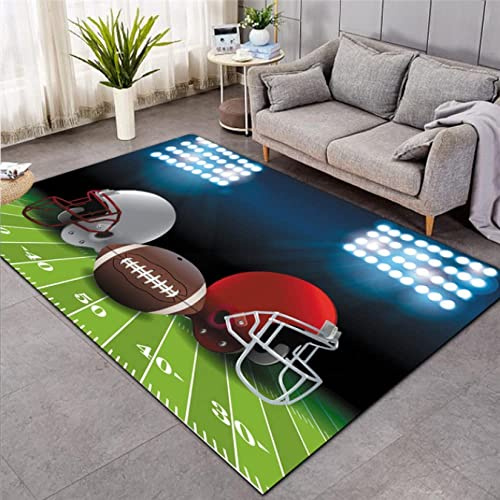 JOKITA Modern American Football 3D American Football Wohnzimmer Teppich, 80x160 cm