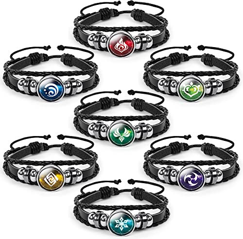 Aucuu Anime Genshin Impact Unisex Armband, Peripherie Spielelement Abzeichen, Spiel Fan Cosplay Geschenk - 7 Stück
