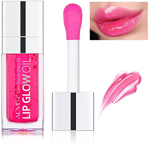 Hydrating Lip Oil Plumping Lip Gloss, Crystal Jelly Moisturizing Lip Oil Tinted Lip Polished Lips Oil Shine Tinted Lip Balm, Long Lasting Transparent Lip Balm Care Stick (05PINK)