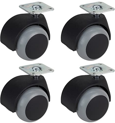 Dörner + Helmer 4er Set Möbel-Doppelrollen 50mm mit TPE-Rad und Platte, Tragkraft 120 kg/Set