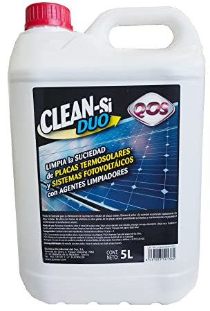 Clim Profesional Limpiador Placas Solares y Sistemas Fotovoltaicos, Elimina Suciedad y Polvo, No Daña Marcos de Aluminio ni Otras Piezas, 5 Lt, Fácil Uso y Mejora Rendimiento