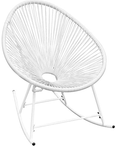 VACARX Schaukelstuhl für den Außenbereich, Polyrattan, Weiß