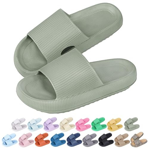 Hoomall Pantoufles Claquettes Femmes Hommes Ultra Doux Claquettes de Douche Antidérapante Confortable Chaussons Chaussures de Maison Piscine Plage Intérieur Slides Eté(Vert,38/39 EU)