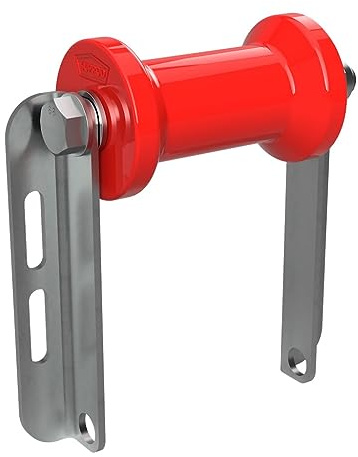 SUPROD Polyurethan Kielrolle mit Halter C Sliprolle Bootstrailer Sliphilfe Spulenform verzinkt 125 mm, rot