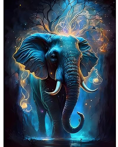 MOGTAA Elefant Diamond Painting Erwachsene, 5D Tiere Diamant Painting Bilder für Erwachsene Anfänger, DIY Diamond Art Landschaft Diamant Malerei Bilder für Home Dekor 30x40cm