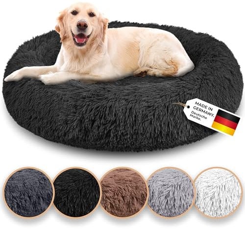 Belune® Hundebett [mit waschbarem Bezug] - Das Original - [XXS, 50cm, Schwarz] Hundekorb, Katzenbett, Hundekörbchen, Dog Bed, Flauschiges Hundebett für große, mittelgroße & kleine Hunde
