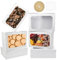 ADERTOS 12 PCS Paper Bakery Boxes with Window, White Cake Boxes Kraft Paper Treat Boxes Empty Gift Packing Boxes with 12 Cards and Hemp Rope for Candy Biscuits Cookies Desserts Pastries Chocolates