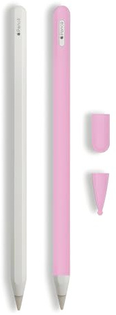 siduater Silicone Sleeve for Apple Pencil 2nd Generation, Ultra Light Pen Skin Case Accessories Soft Protective iPad Pencil Grip Holder with 2 Nib Covers, Pink