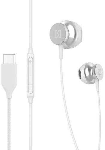 N NEWTOP Cuffie Auricolari CF30 IN-EAR Universali Type-C Bassi HiFi Musica Audio Stereo Microfono Tasto Risposta Controllo Volume Compatibile con Samsung Vivo Xiaomi Huawei Realme Smartphone (Bianco)