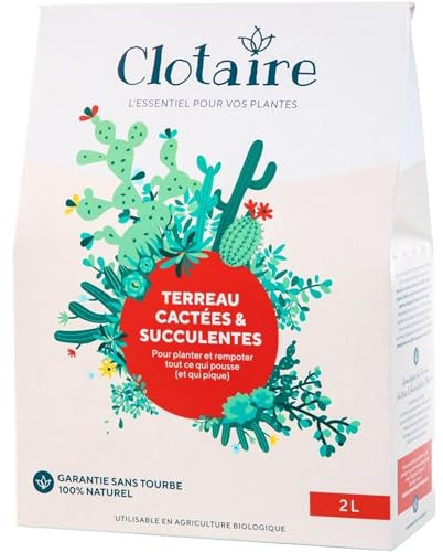 Terriccio per cactus, substrato per piante succulente, 2L etichetta EcoCert, made in France