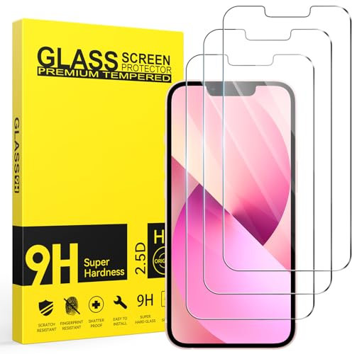 Niphabe 3 Pièces Verre Trempé pour iPhone 13/13 Pro, Ultra Résistant Film Protection écran, Anti-Rayures, Sans Bulles Film Protection écran avec iPhone 13 6.1