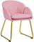 Yaheetech Silla Comedor Silla Tapizada Terciopelo Sillon para Dormitorio Silla para Comedor Cocina Pata Metal Silla Sala de Estar Rosa Claro
