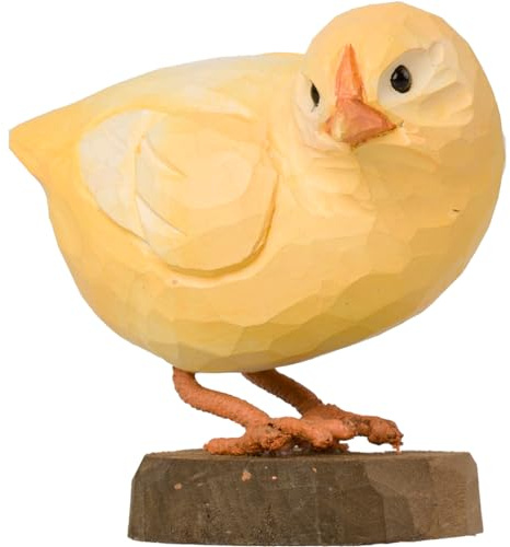WILDLIFEGARDEN Wildlife Garden WG4479 DecoBird Neugieriges Küken- Handgeschnitzter Dekorative Vogel aus Holz - Kleine Europäische Vögel