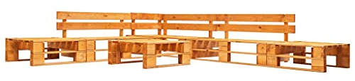 WEMYUFURN 6-TLG. Garten-Lounge-Set aus Paletten Holz Honigbraun, Outdoor-Sitzgruppe, Terrassen-Lounge-Set, Garten-Couchgarnitur - Wetterbeständig, Komfortabel - für Terrasse, Garten und Balkon